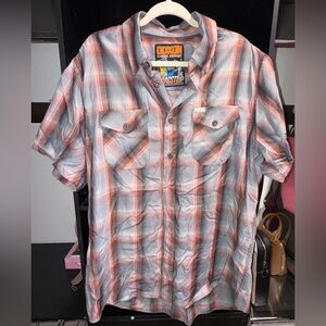 DIXXON Casual Plaid Shirt - Gray and Red